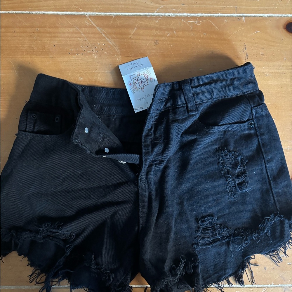 Black Distressed Women Shorts